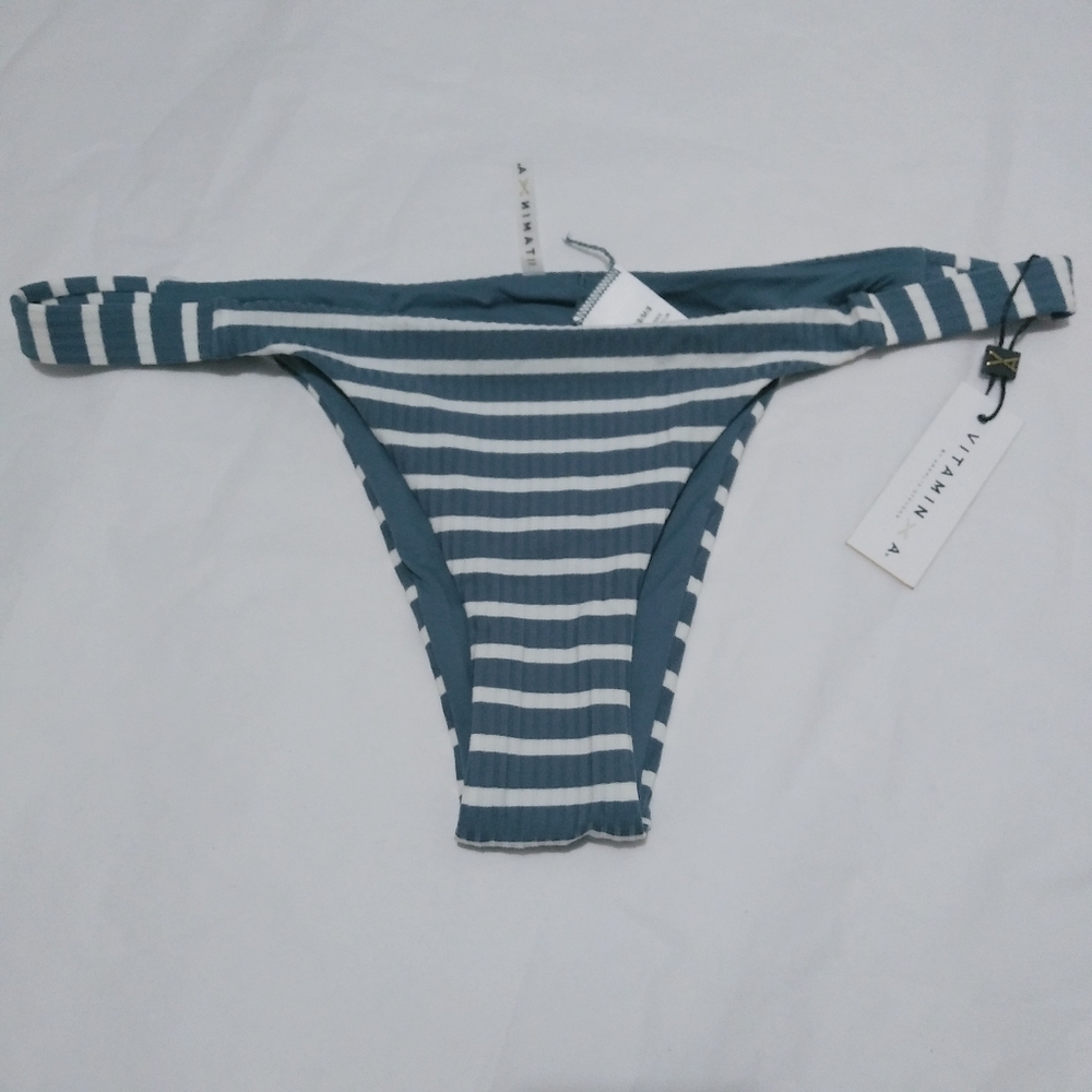 VITAMIN A CARMEN BIKINI BOTTOM blue white new